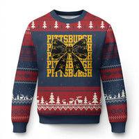 Pittsburgh Coquette Bow Ugly Christmas Sweater Retro Sports Style Pirate Skull