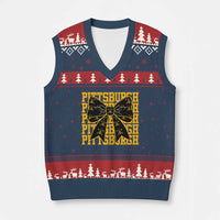 Pittsburgh Coquette Bow V-Neck Knit Sweater Vest Retro Sports Style Pirate Skull