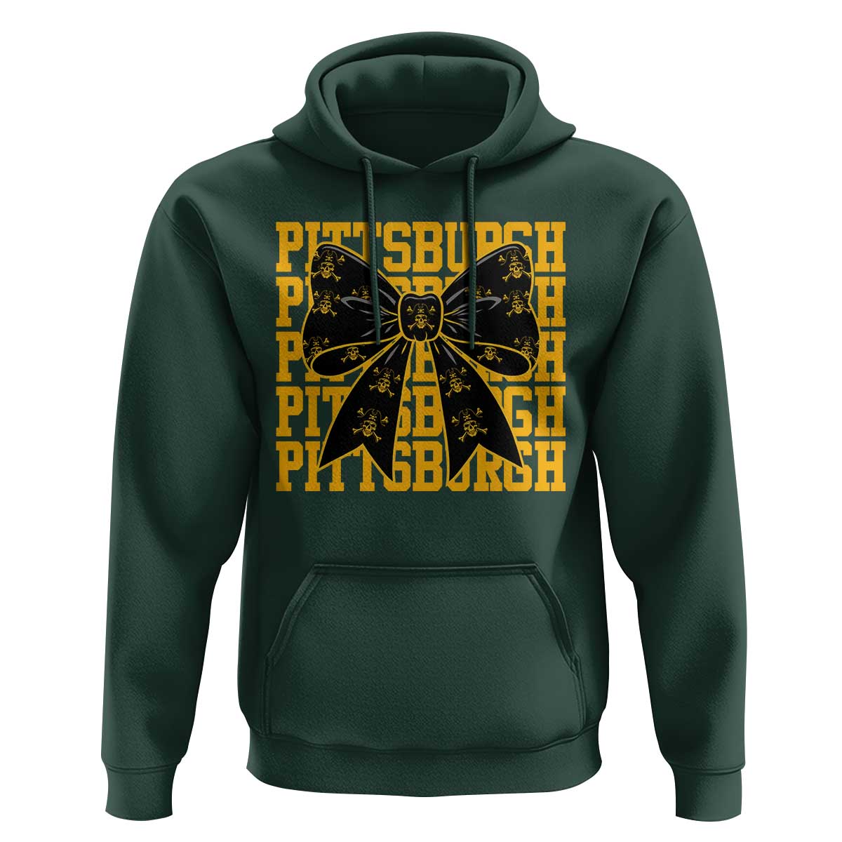 Pittsburgh Coquette Bow Hoodie Retro Sports Style Pirate Skull