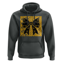 Pittsburgh Coquette Bow Hoodie Retro Sports Style Pirate Skull