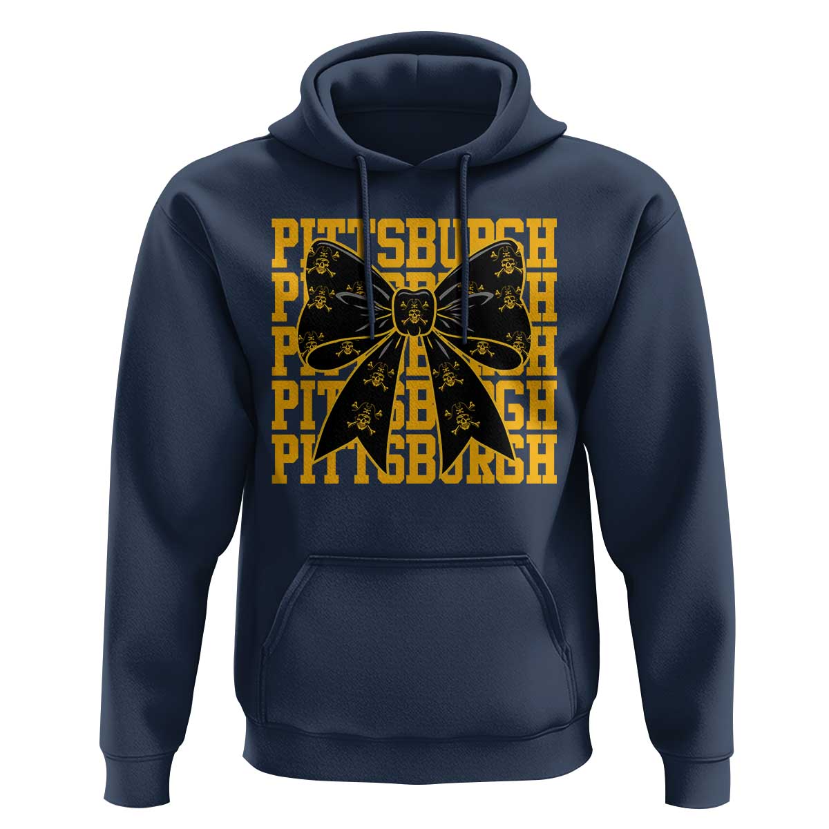 Pittsburgh Coquette Bow Hoodie Retro Sports Style Pirate Skull
