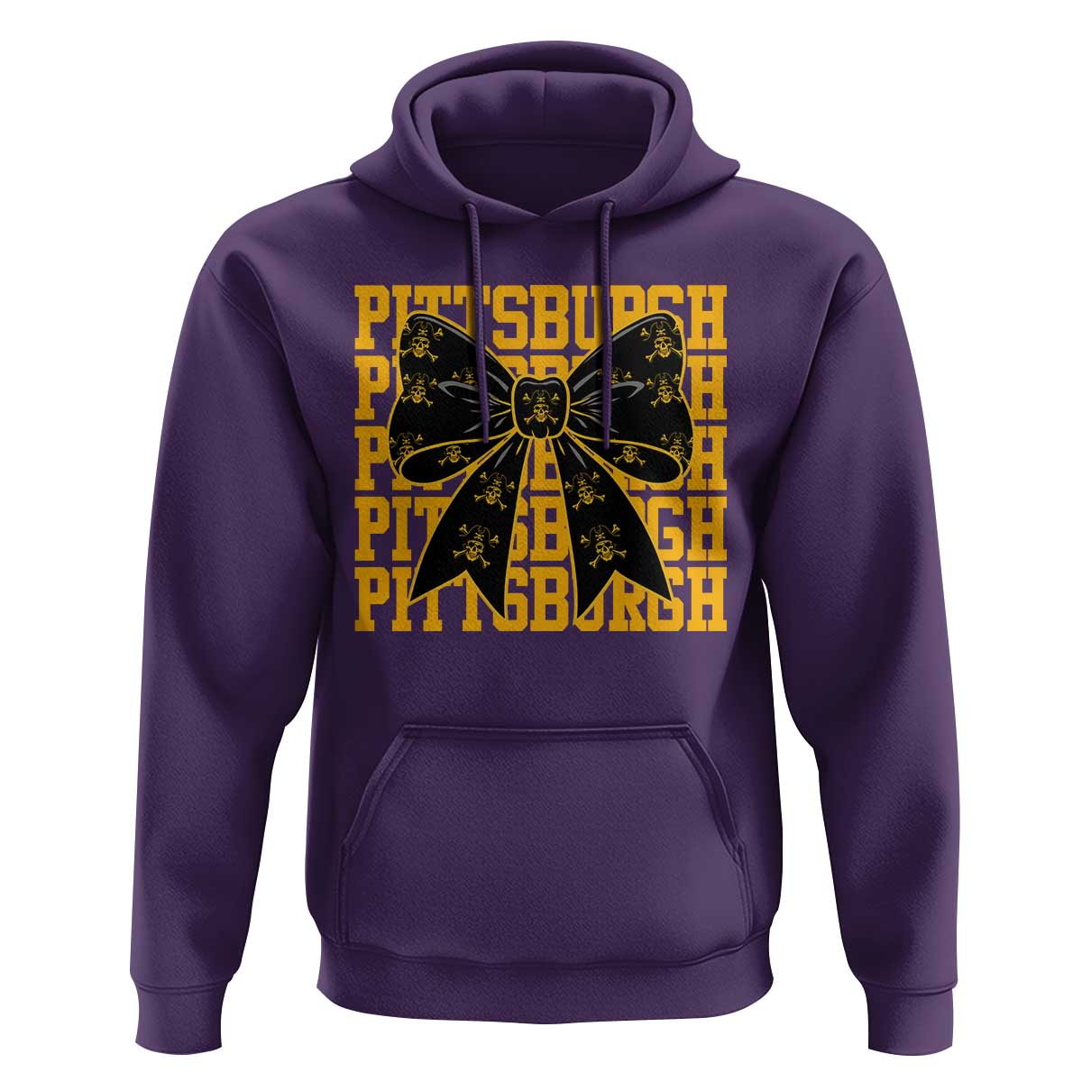 Pittsburgh Coquette Bow Hoodie Retro Sports Style Pirate Skull