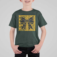 Pittsburgh Coquette Bow T Shirt For Kid Retro Sports Style Pirate Skull