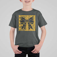 Pittsburgh Coquette Bow T Shirt For Kid Retro Sports Style Pirate Skull