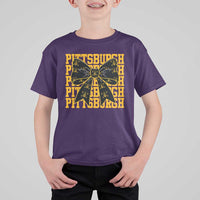 Pittsburgh Coquette Bow T Shirt For Kid Retro Sports Style Pirate Skull