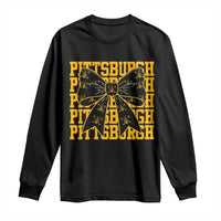Pittsburgh Coquette Bow Long Sleeve Shirt Retro Sports Style Pirate Skull