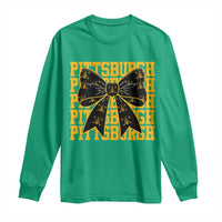 Pittsburgh Coquette Bow Long Sleeve Shirt Retro Sports Style Pirate Skull