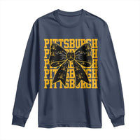 Pittsburgh Coquette Bow Long Sleeve Shirt Retro Sports Style Pirate Skull
