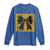 Pittsburgh Coquette Bow Long Sleeve Shirt Retro Sports Style Pirate Skull