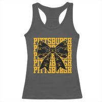Pittsburgh Coquette Bow Racerback Tank Top Retro Sports Style Pirate Skull