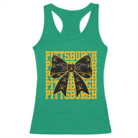 Pittsburgh Coquette Bow Racerback Tank Top Retro Sports Style Pirate Skull