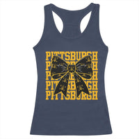 Pittsburgh Coquette Bow Racerback Tank Top Retro Sports Style Pirate Skull