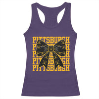 Pittsburgh Coquette Bow Racerback Tank Top Retro Sports Style Pirate Skull