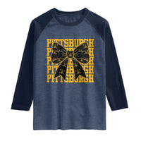 Pittsburgh Coquette Bow Raglan Shirt Retro Sports Style Pirate Skull