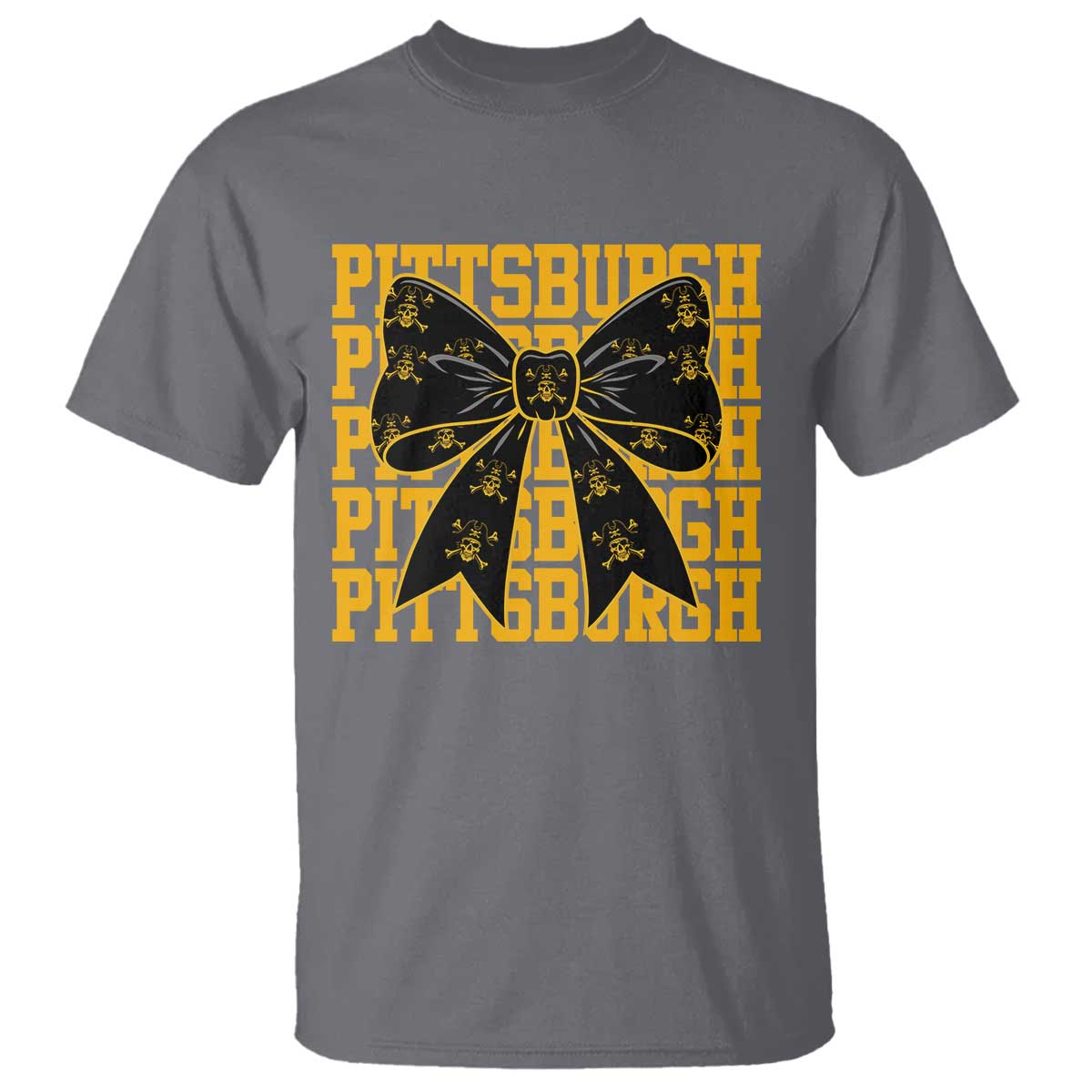 Pittsburgh Coquette Bow T Shirt Retro Sports Style Pirate Skull