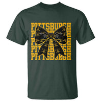 Pittsburgh Coquette Bow T Shirt Retro Sports Style Pirate Skull