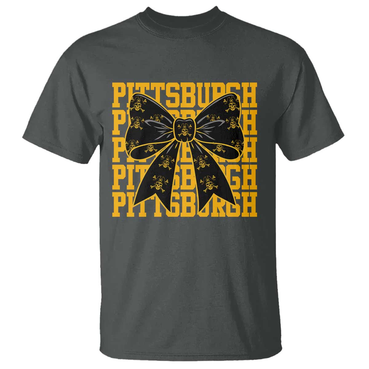 Pittsburgh Coquette Bow T Shirt Retro Sports Style Pirate Skull