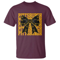 Pittsburgh Coquette Bow T Shirt Retro Sports Style Pirate Skull