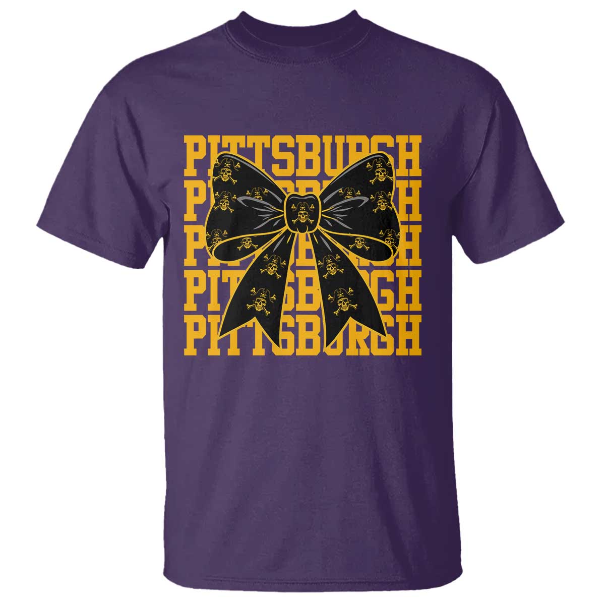 Pittsburgh Coquette Bow T Shirt Retro Sports Style Pirate Skull