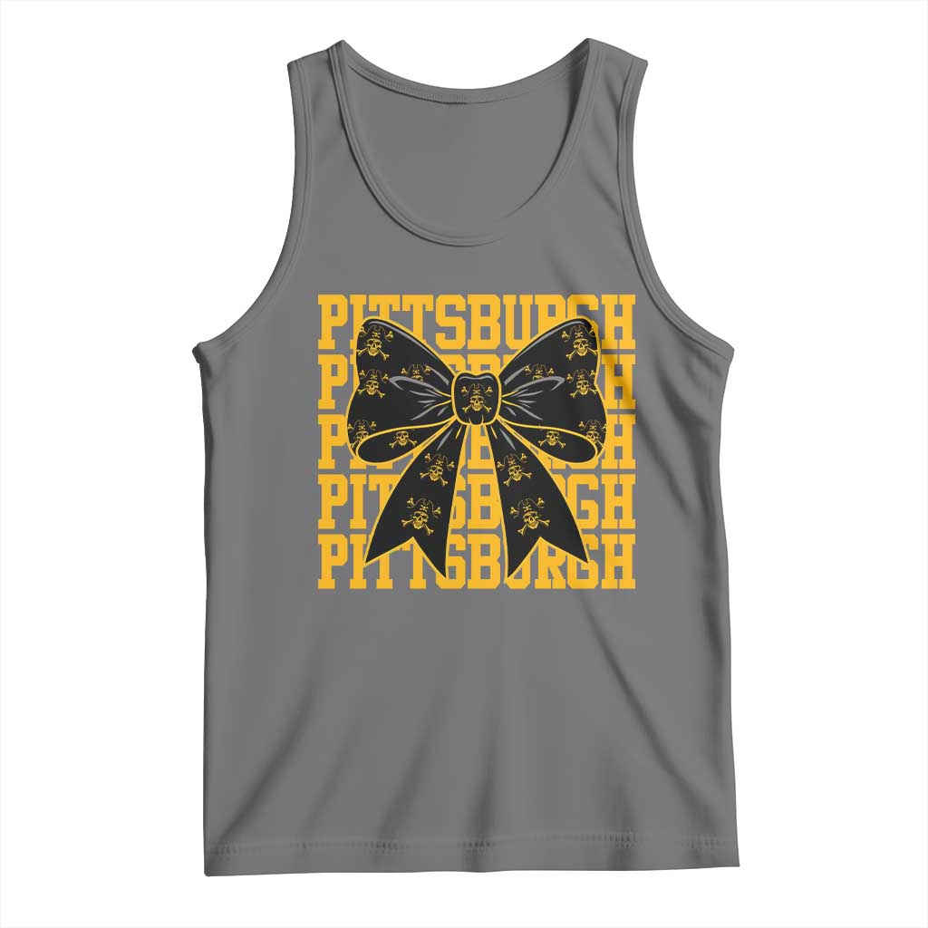 Pittsburgh Coquette Bow Tank Top Retro Sports Style Pirate Skull