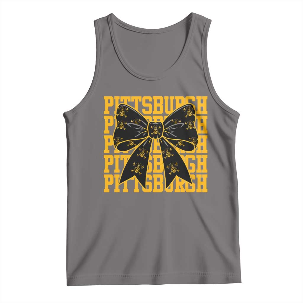 Pittsburgh Coquette Bow Tank Top Retro Sports Style Pirate Skull