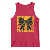Pittsburgh Coquette Bow Tank Top Retro Sports Style Pirate Skull