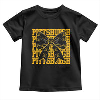 Pittsburgh Coquette Bow Toddler T Shirt Retro Sports Style Pirate Skull