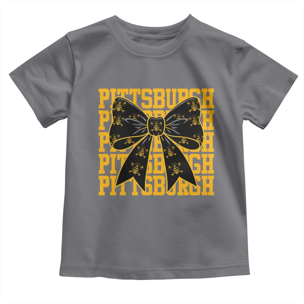Pittsburgh Coquette Bow Toddler T Shirt Retro Sports Style Pirate Skull