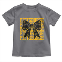 Pittsburgh Coquette Bow Toddler T Shirt Retro Sports Style Pirate Skull