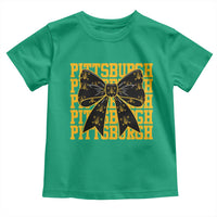 Pittsburgh Coquette Bow Toddler T Shirt Retro Sports Style Pirate Skull