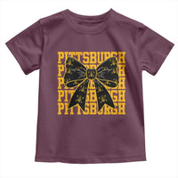 Pittsburgh Coquette Bow Toddler T Shirt Retro Sports Style Pirate Skull