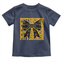 Pittsburgh Coquette Bow Toddler T Shirt Retro Sports Style Pirate Skull