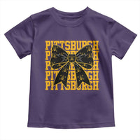 Pittsburgh Coquette Bow Toddler T Shirt Retro Sports Style Pirate Skull