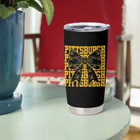 Pittsburgh Coquette Bow Tumbler Cup Retro Sports Style Pirate Skull