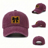 Pittsburgh Coquette Bow Washed Cotton Baseball Cap Retro Sports Style Pirate Skull