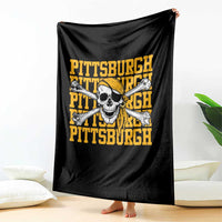 Pittsburgh Lovers Throw Blanket Retro Pennsylvania Steel City Pirate Skull