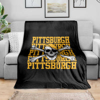 Pittsburgh Lovers Throw Blanket Retro Pennsylvania Steel City Pirate Skull