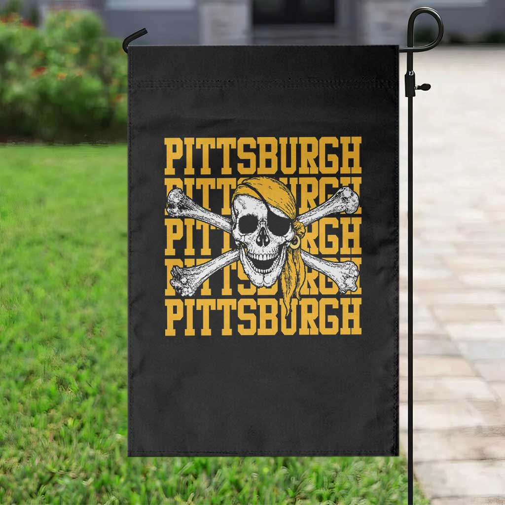 Pittsburgh Lovers Garden Flag Retro Pennsylvania Steel City Pirate Skull