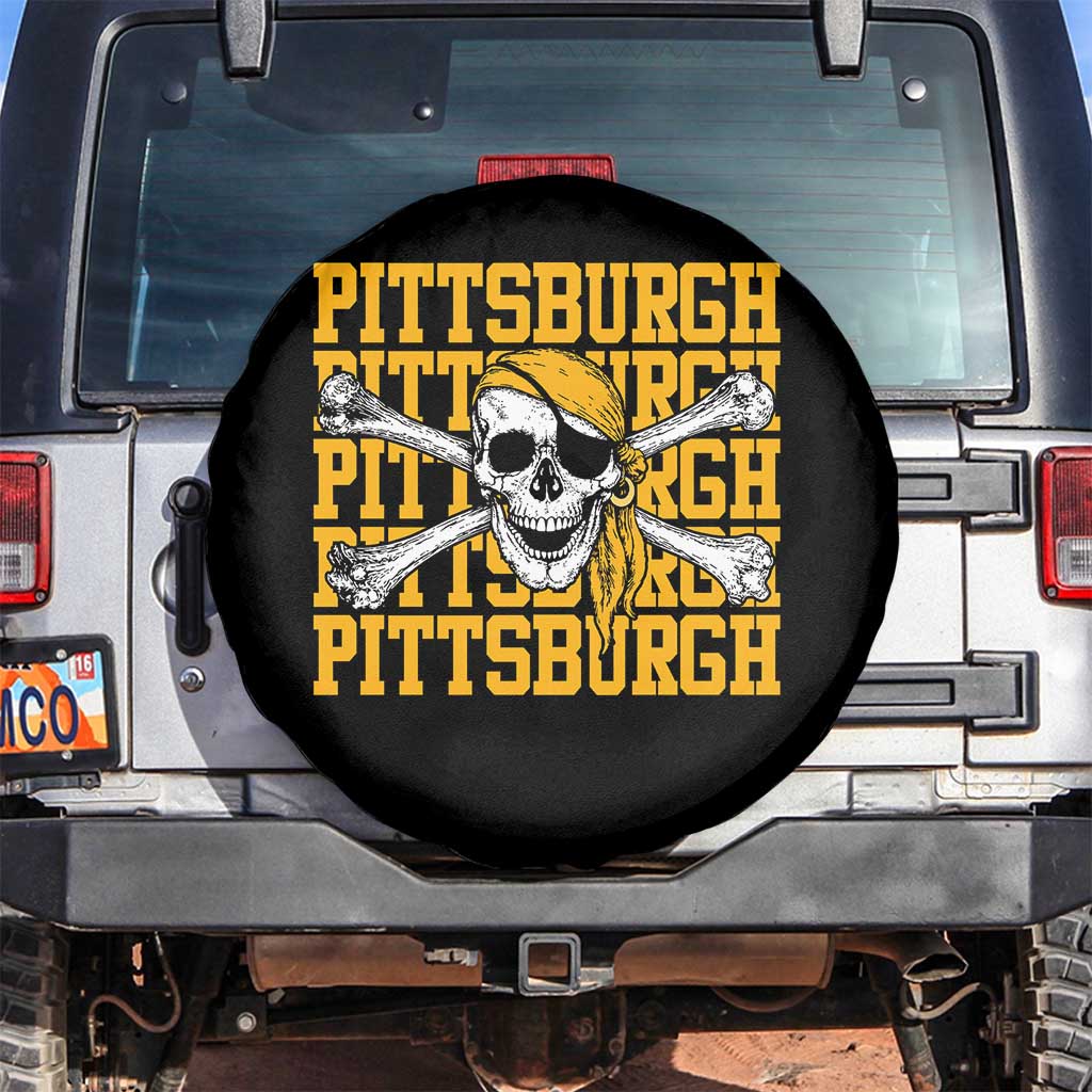 Pittsburgh Lovers Spare Tire Cover Retro Pennsylvania Steel City Pirate Skull