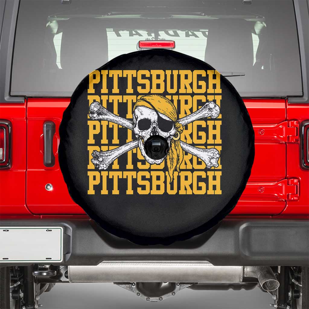 Pittsburgh Lovers Spare Tire Cover Retro Pennsylvania Steel City Pirate Skull