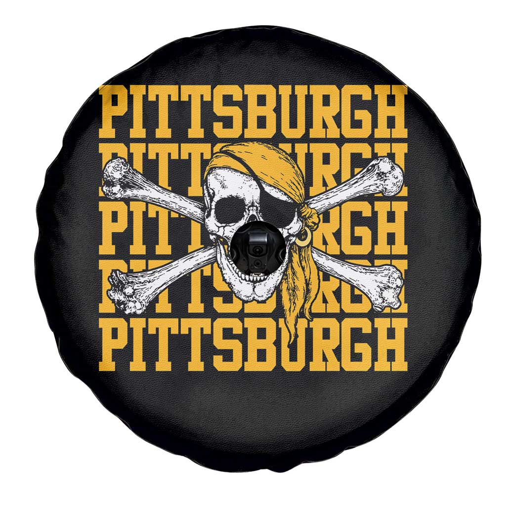 Pittsburgh Lovers Spare Tire Cover Retro Pennsylvania Steel City Pirate Skull