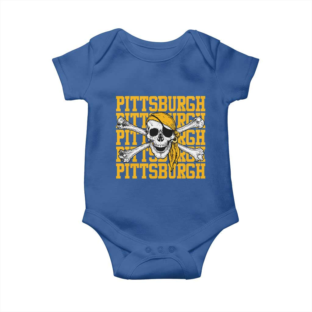 Pittsburgh Lovers Baby Onesie Retro Pennsylvania Steel City Pirate Skull