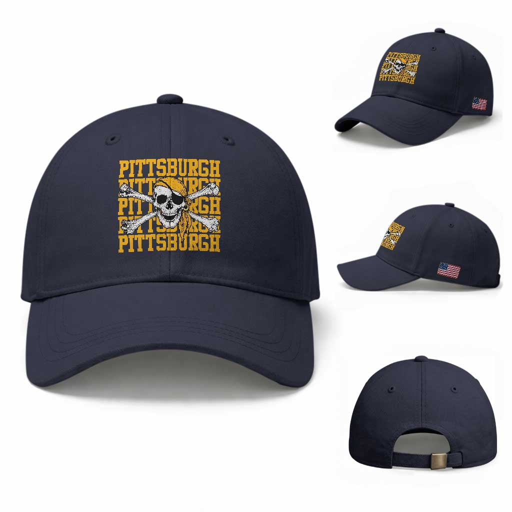 Pittsburgh Lovers Baseball Cap Retro Pennsylvania Steel City Pirate Skull