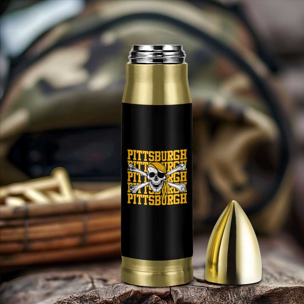 Pittsburgh Lovers Bullet Tumbler Retro Pennsylvania Steel City Pirate Skull