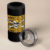 Pittsburgh Lovers 4 in 1 Can Cooler Tumbler Retro Pennsylvania Steel City Pirate Skull