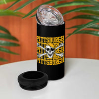 Pittsburgh Lovers 4 in 1 Can Cooler Tumbler Retro Pennsylvania Steel City Pirate Skull
