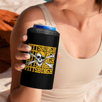 Pittsburgh Lovers 4 in 1 Can Cooler Tumbler Retro Pennsylvania Steel City Pirate Skull