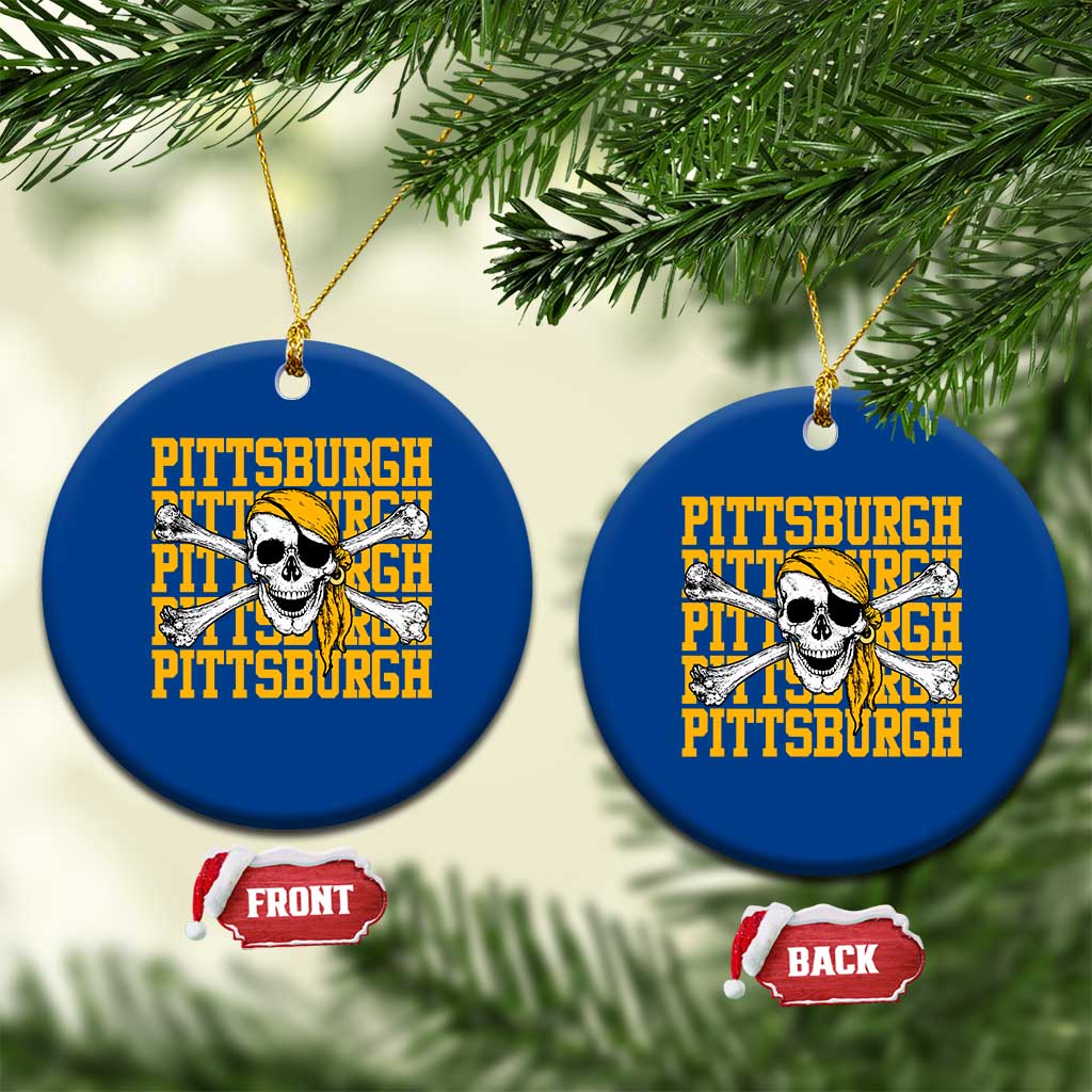 Pittsburgh Lovers Ceramic Ornament Retro Pennsylvania Steel City Pirate Skull