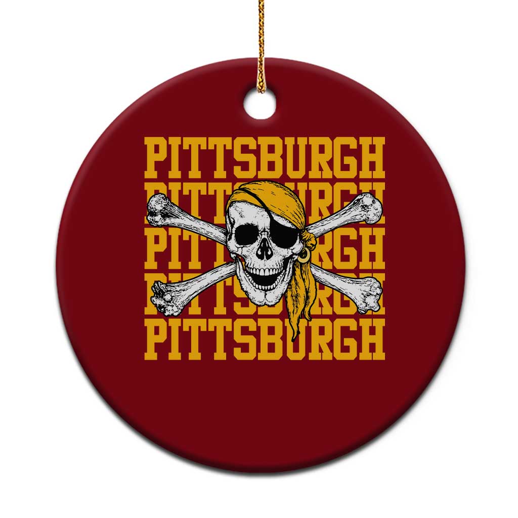 Pittsburgh Lovers Ceramic Ornament Retro Pennsylvania Steel City Pirate Skull