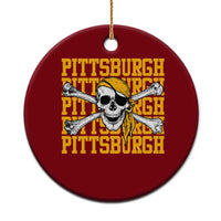 Pittsburgh Lovers Ceramic Ornament Retro Pennsylvania Steel City Pirate Skull